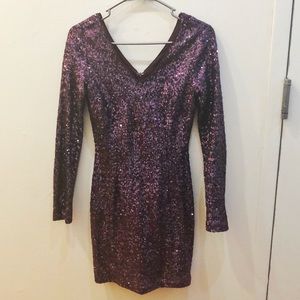 Purple Sequin Cocktail Dress